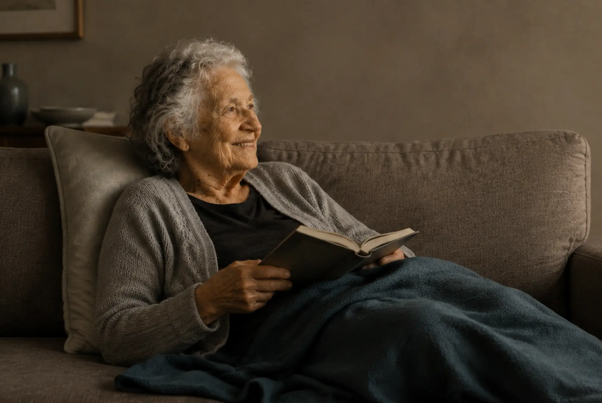 Älterer Frau mit Buch